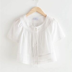 & Other Stories Short Sleeve Tie Blouse